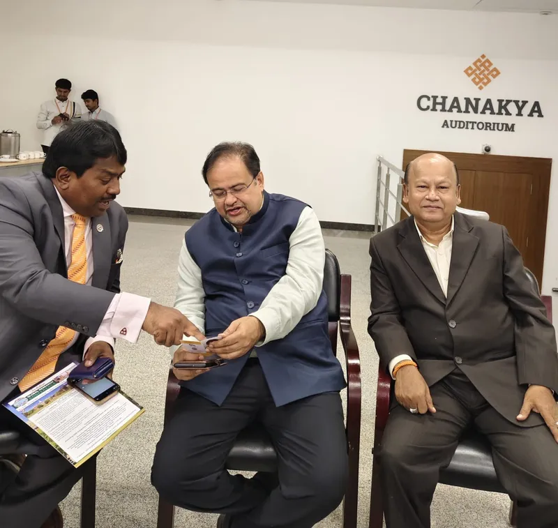 Members in conversation at the Chanakya Auditorium