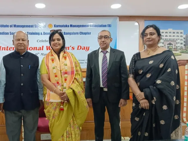 Guests being felicitated at an International Women’s Day celebration